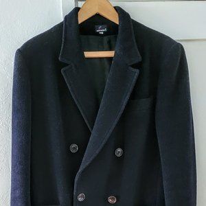 Mint Condition VINTAGE Daniel Hechter Cashmere + Wool Navy Pea Coat